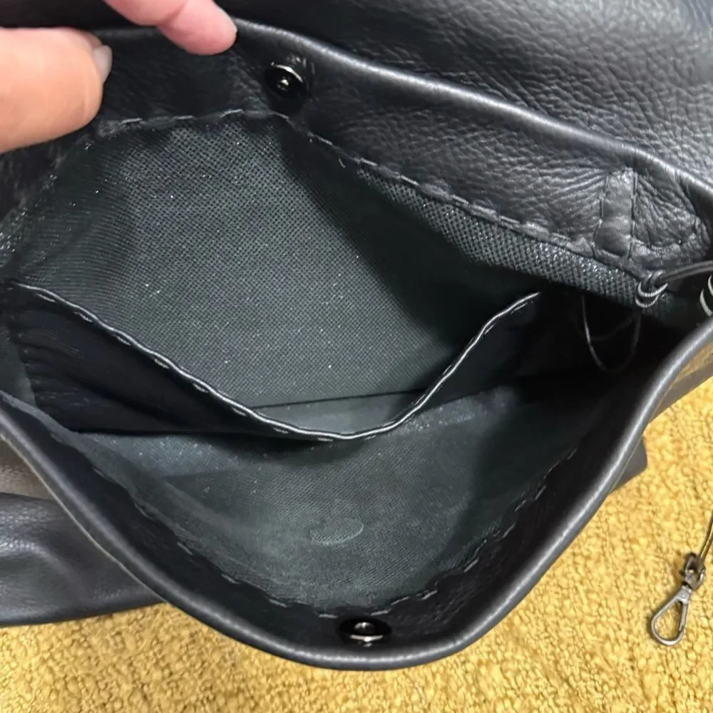 Henry Beguelin Black Pebbled/Woven Shoulder Bag